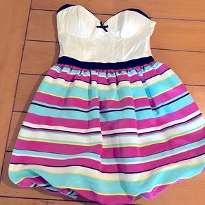 Miss Selfridge Corset colorful stripe bubble hem dress